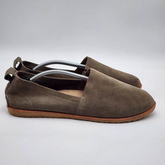 Sorel Ella Green Suede Leather Flat Comfort Slip‎ On Gorpcore Casual Women's 10 - Picture 1 of 12